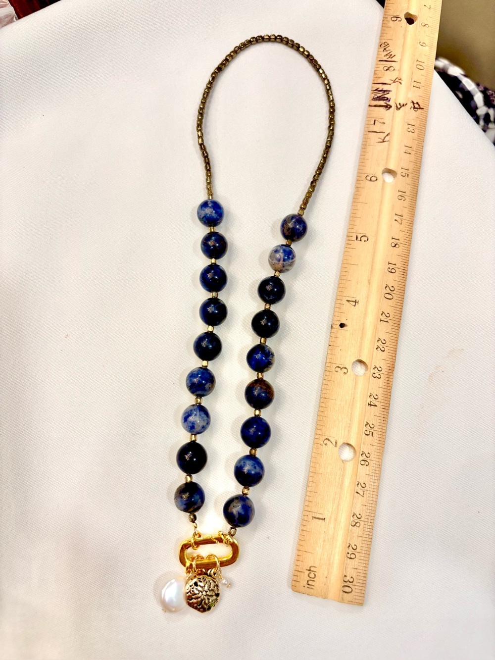 HANDCRAFTED Lapis Lazuli 10mm Beads Coin Pearl, Charms, Gold Crystal Carbonator, - Picture 4 of 4